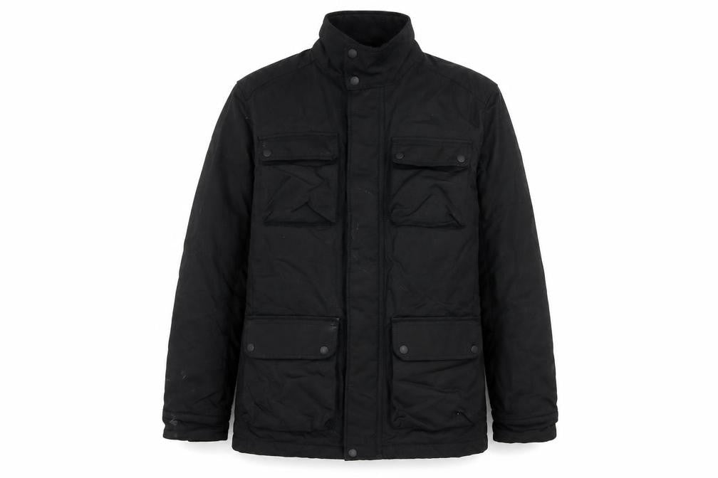 Front view of Marks & Spencer men’s black jacket, size S, zip