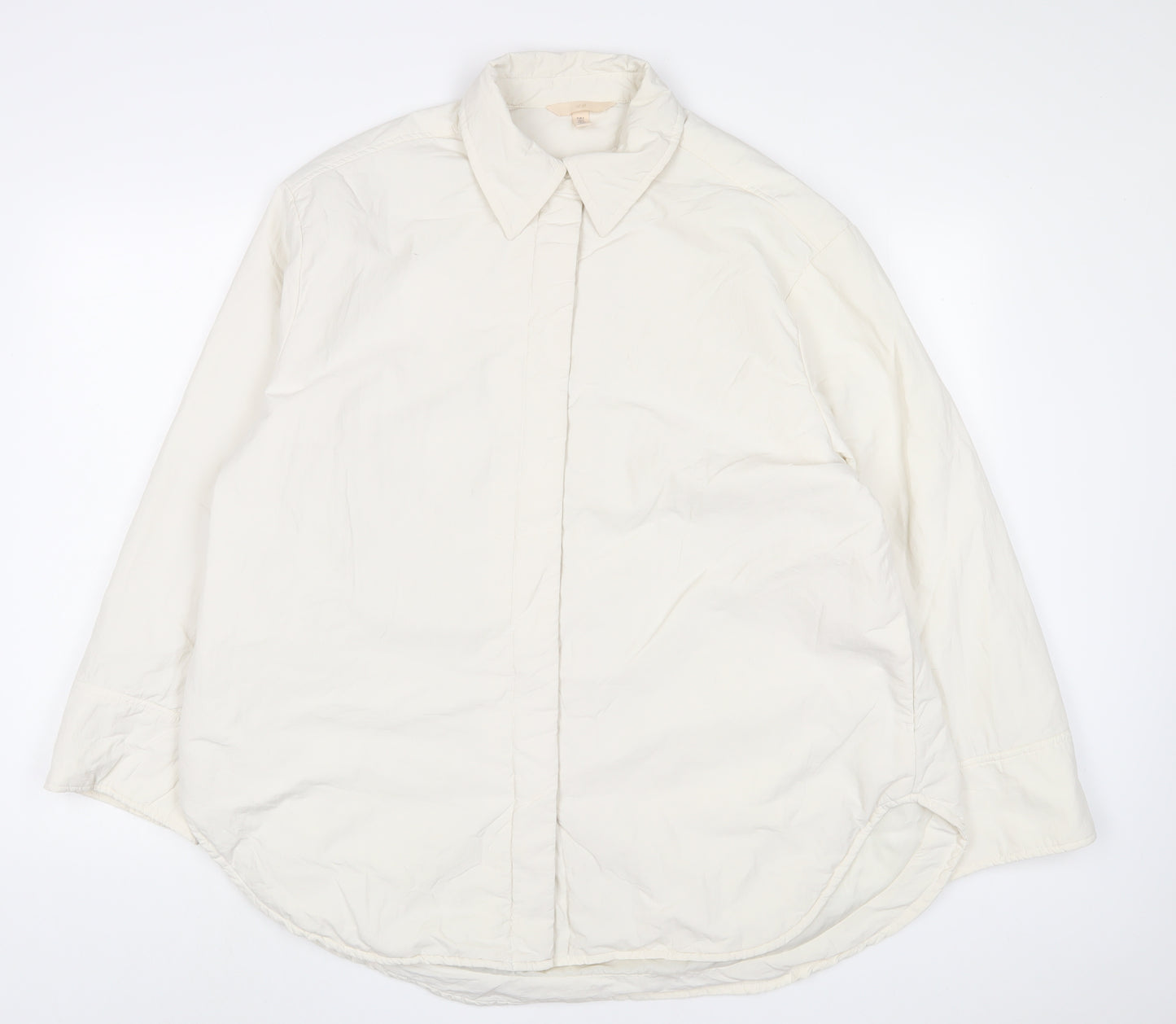H&M Womens White Jacket Coat Size S Button