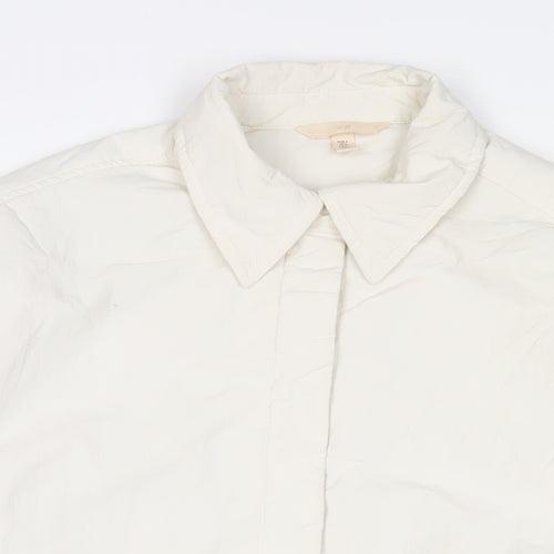 H&M Womens White Jacket Coat Size S Button
