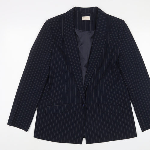 Oasis Womens Blue Striped Jacket Blazer Size 12 Button