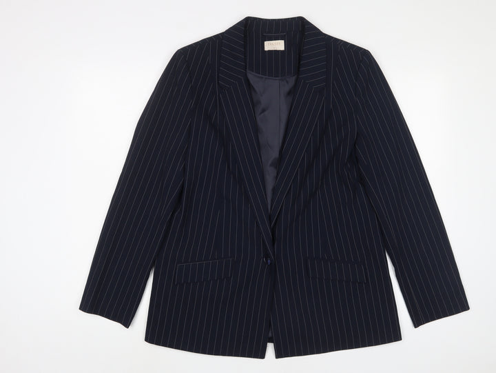 Oasis Womens Blue Striped Jacket Blazer Size 12 Button