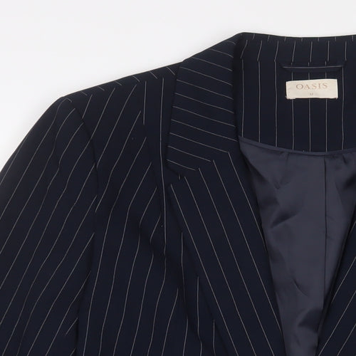 Oasis Womens Blue Striped Jacket Blazer Size 12 Button