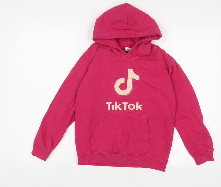 TIKTOK Girls Pink Cotton Pullover Hoodie Size 9-10 Years Pullover