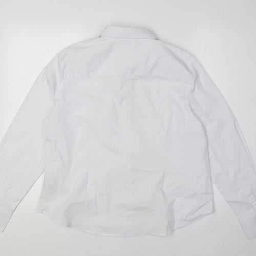 Marks and Spencer Womens White Cotton Basic Button-Up Size 16 Collared