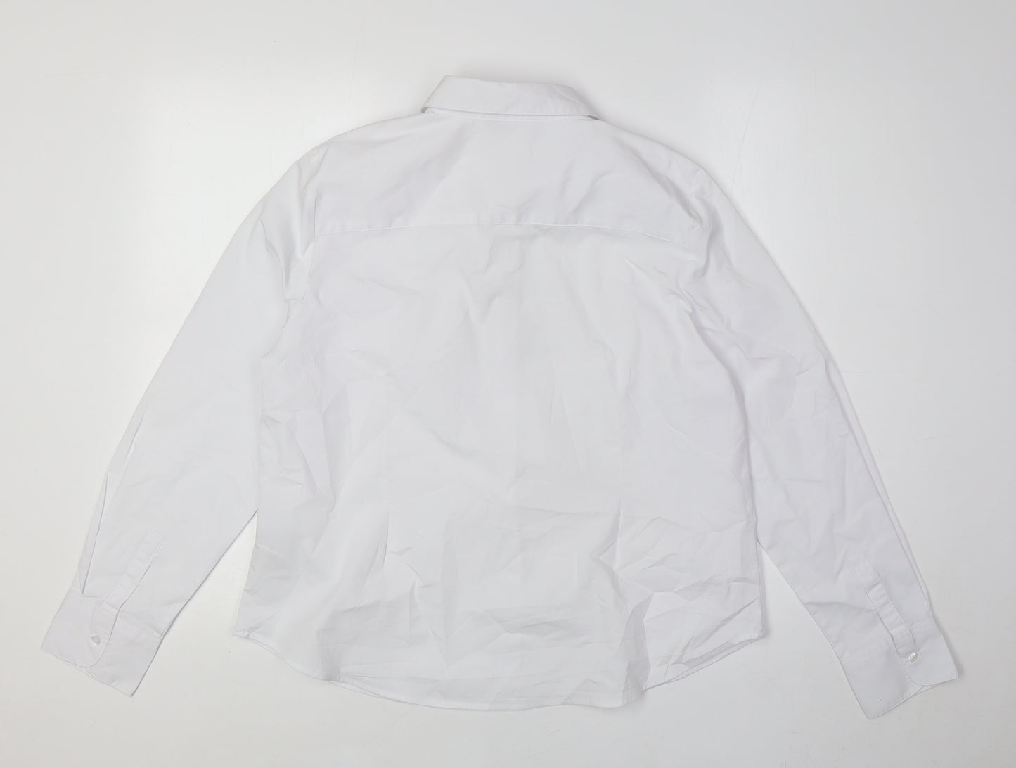 Marks and Spencer Womens White Cotton Basic Button-Up Size 16 Collared