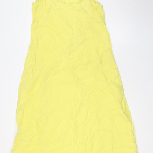 Sussan Womens Yellow Linen A-Line Size 8 Scoop Neck - Pockets