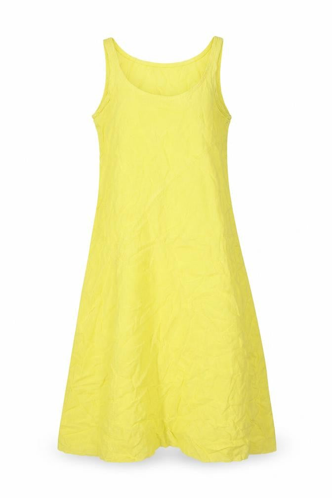 Sussan Womens Yellow Linen A-Line Size 8 Scoop Neck - Pockets