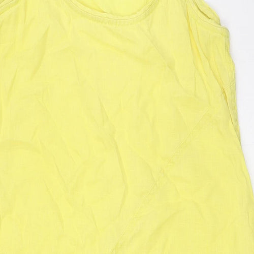 Sussan Womens Yellow Linen A-Line Size 8 Scoop Neck - Pockets