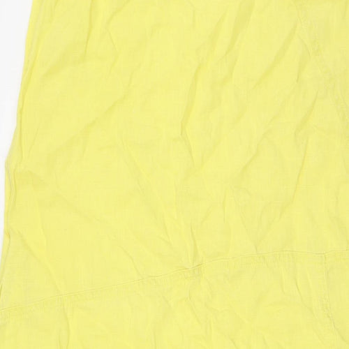 Sussan Womens Yellow Linen A-Line Size 8 Scoop Neck - Pockets