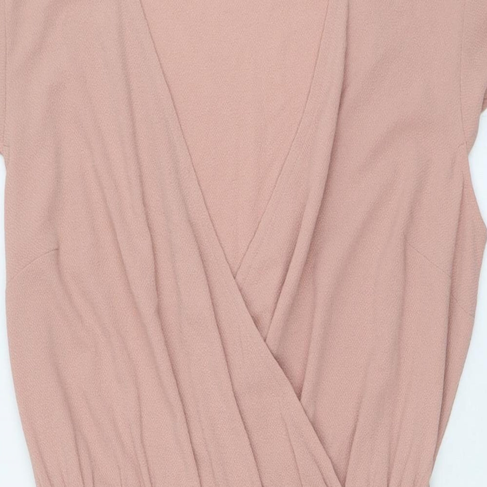 New Look Womens Pink Polyester A-Line Size 10 V-Neck - Elasticated Waist