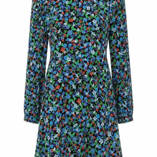 Topshop Womens Multicoloured Floral Viscose A-Line Size 8 Mock Neck Zip