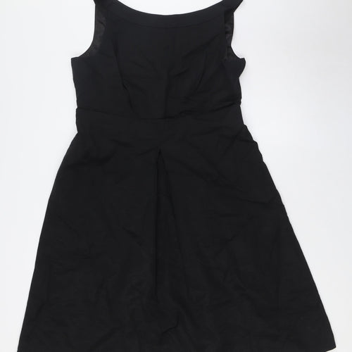 Monsoon Womens Black Cotton A-Line Size 16 Boat Neck Zip