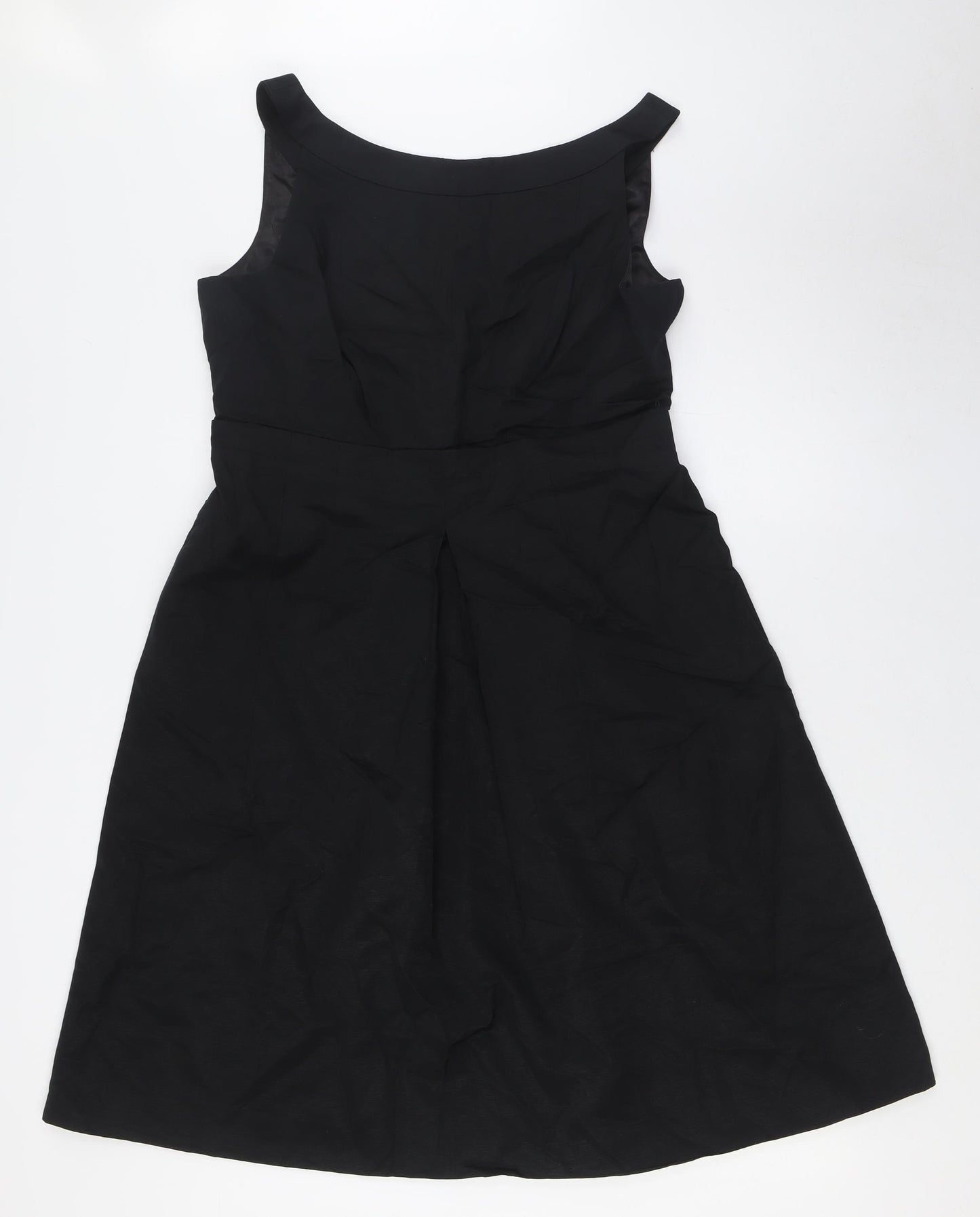 Monsoon Womens Black Cotton A-Line Size 16 Boat Neck Zip