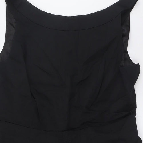 Monsoon Womens Black Cotton A-Line Size 16 Boat Neck Zip