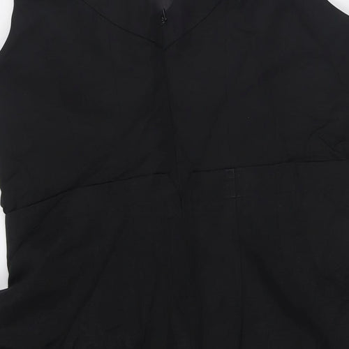 Monsoon Womens Black Cotton A-Line Size 16 Boat Neck Zip