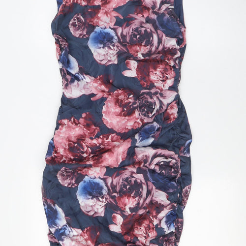 Phase Eight Womens Multicoloured Floral Polyester Pencil Dress Size 12 V-Neck Zip