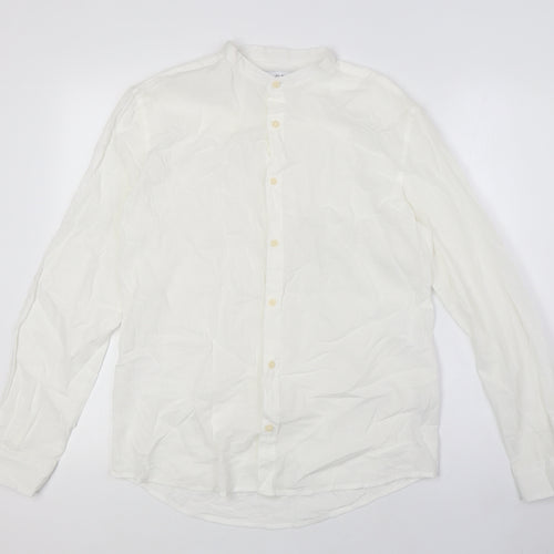 Zara Womens Ivory Cotton Basic Button-Up Size M Mock Neck