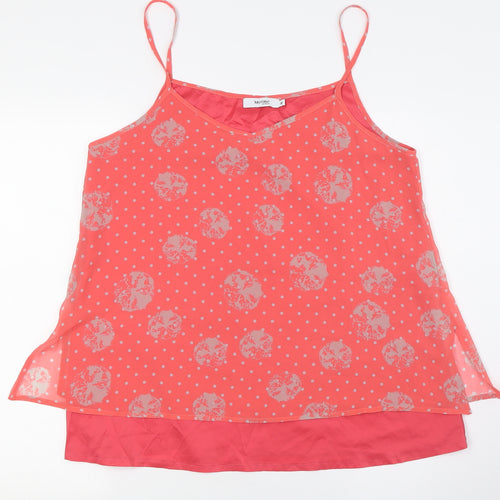 Myrine Womens Pink Polka Dot Polyester Camisole Button-Up Size M V-Neck - Layered