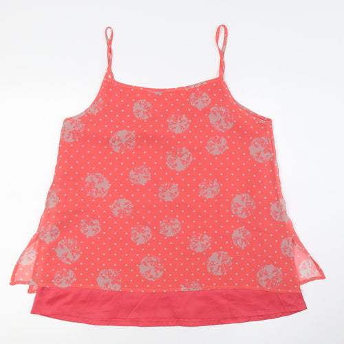 Myrine Womens Pink Polka Dot Polyester Camisole Button-Up Size M V-Neck - Layered