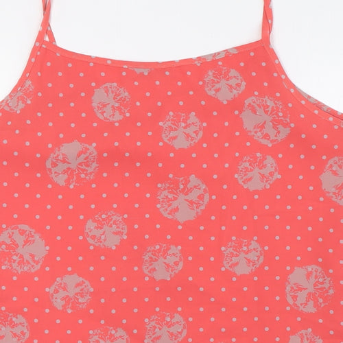 Myrine Womens Pink Polka Dot Polyester Camisole Button-Up Size M V-Neck - Layered