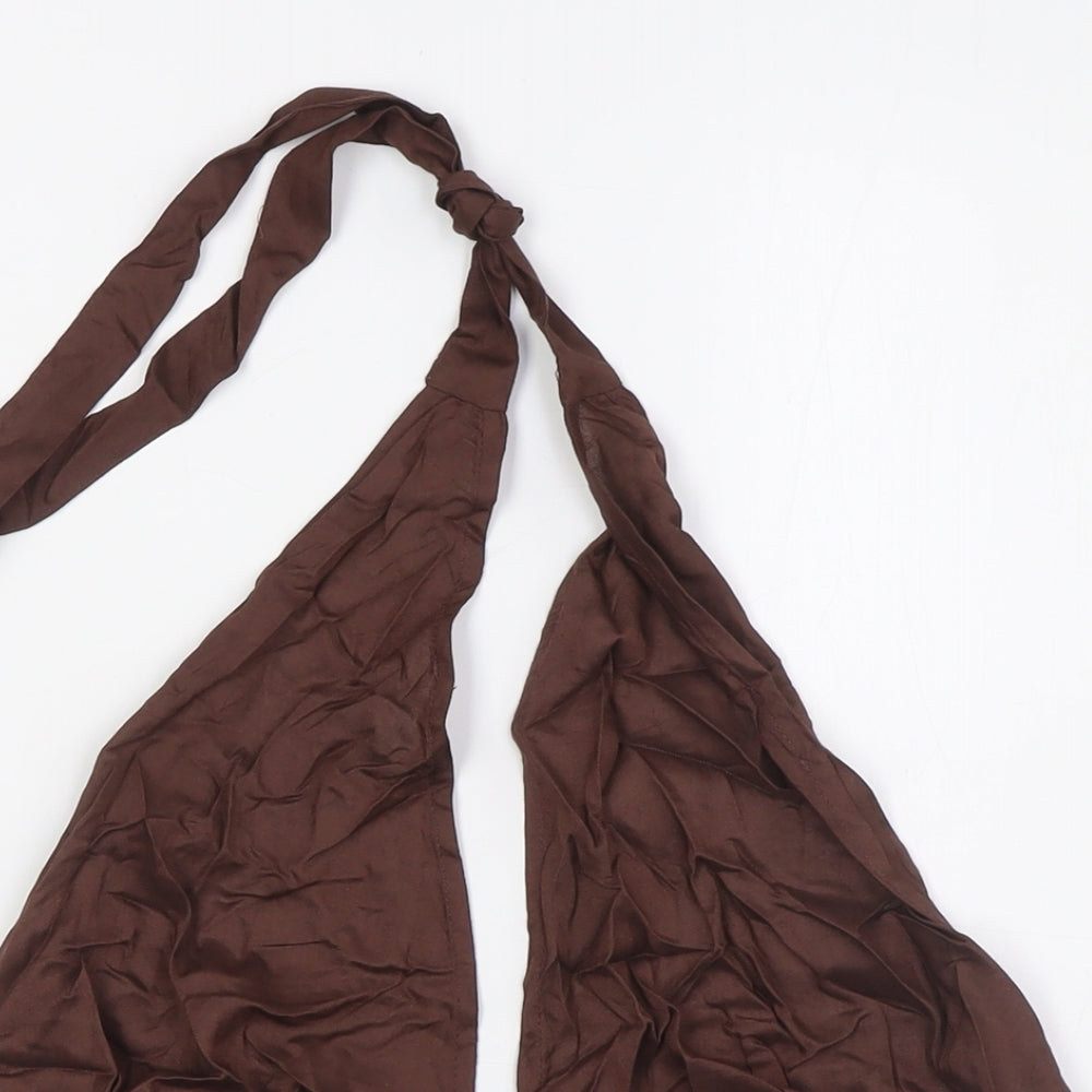 River Island Womens Brown Viscose Cropped Button-Up Size L Halter