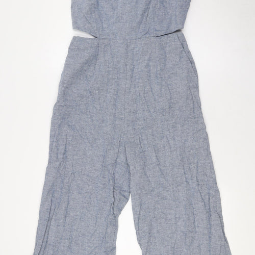 Warehouse Womens Blue Cotton Jumpsuit One-Piece Size 10 L23 in Zip
