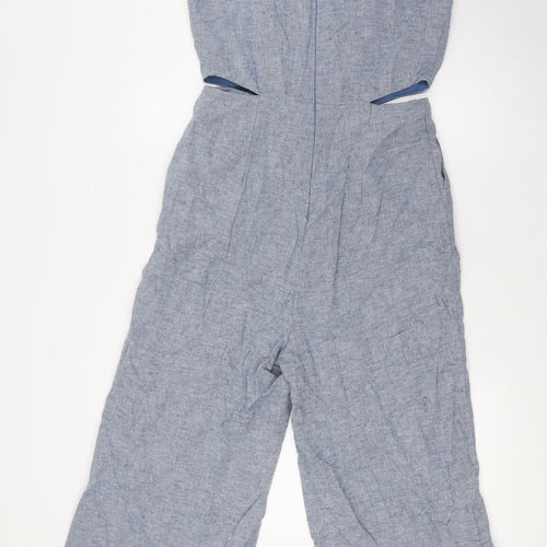 Warehouse Womens Blue Cotton Jumpsuit One-Piece Size 10 L23 in Zip