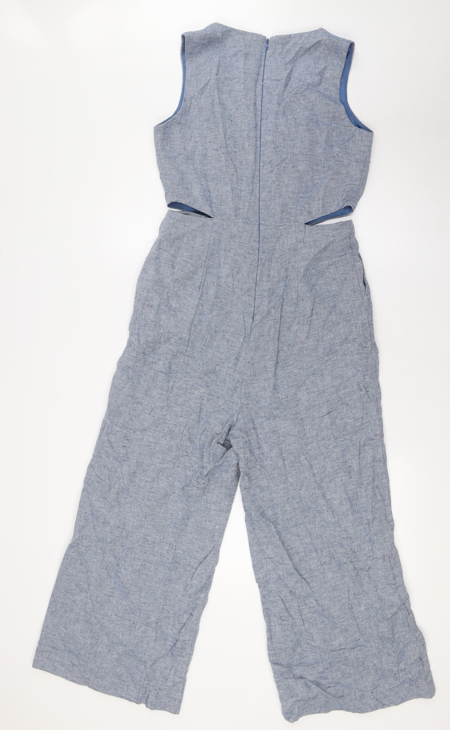 Warehouse Womens Blue Cotton Jumpsuit One-Piece Size 10 L23 in Zip