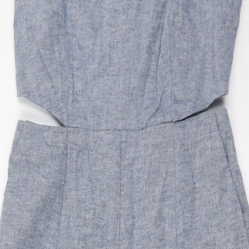 Warehouse Womens Blue Cotton Jumpsuit One-Piece Size 10 L23 in Zip