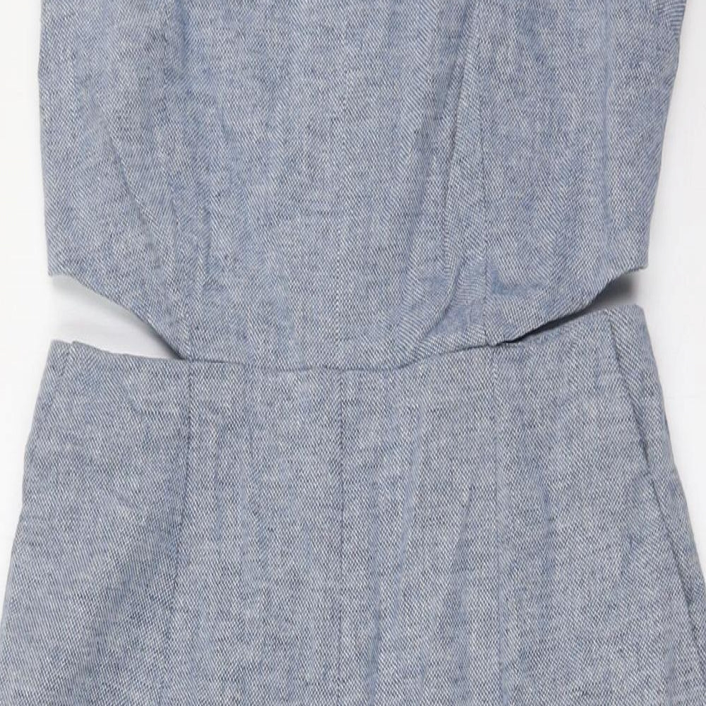 Warehouse Womens Blue Cotton Jumpsuit One-Piece Size 10 L23 in Zip