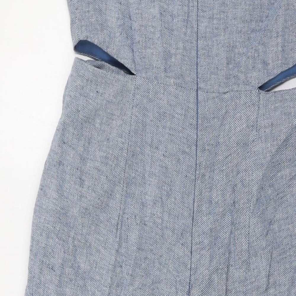 Warehouse Womens Blue Cotton Jumpsuit One-Piece Size 10 L23 in Zip