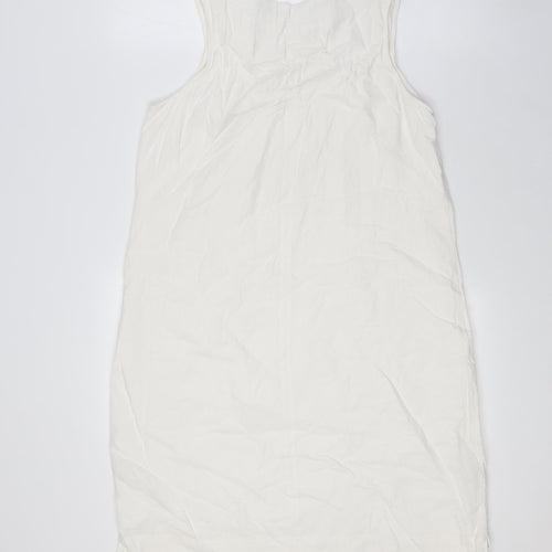 Marks and Spencer Womens Ivory Linen A-Line Size 12 Round Neck