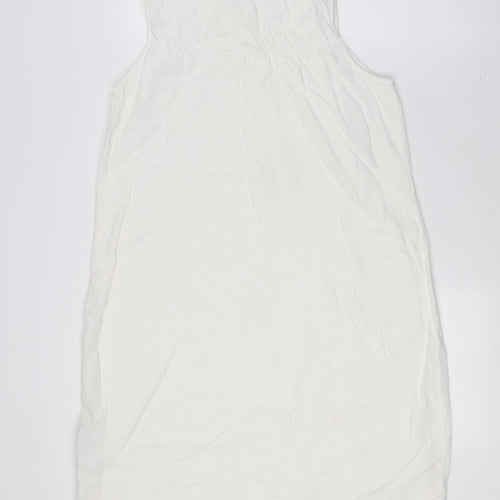 Marks and Spencer Womens Ivory Linen A-Line Size 12 Round Neck