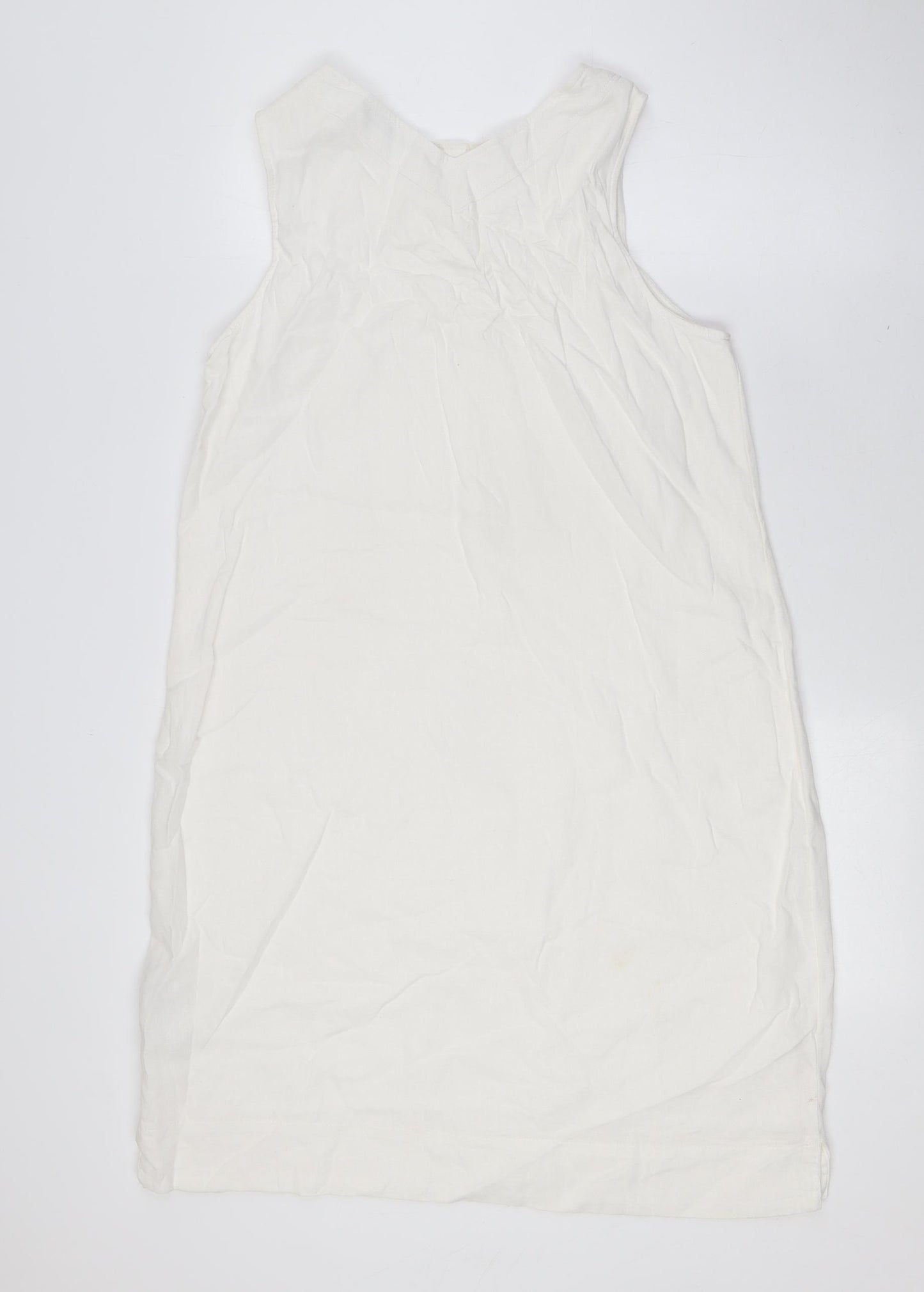 Marks and Spencer Womens Ivory Linen A-Line Size 12 Round Neck