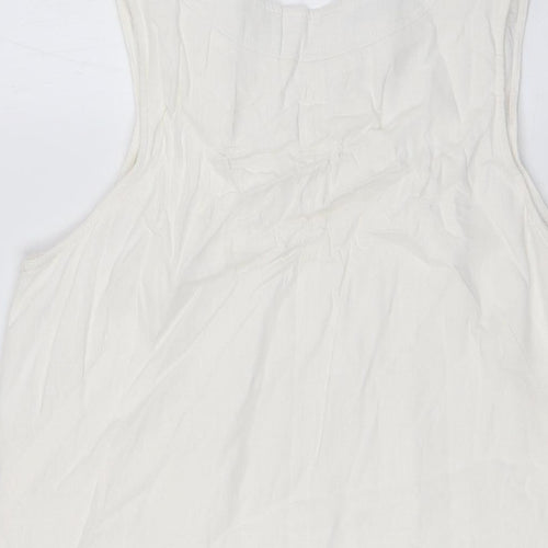 Marks and Spencer Womens Ivory Linen A-Line Size 12 Round Neck
