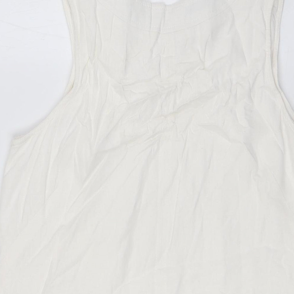 Marks and Spencer Womens Ivory Linen A-Line Size 12 Round Neck