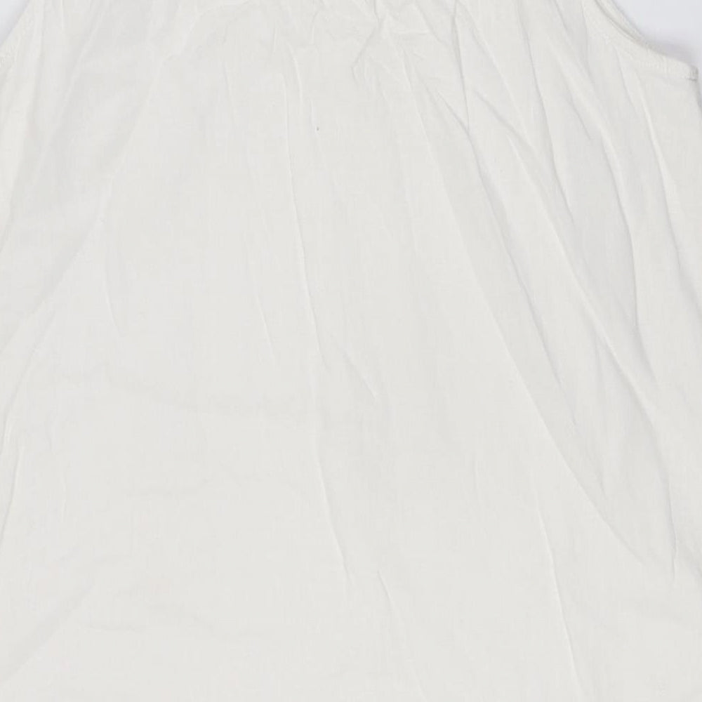 Marks and Spencer Womens Ivory Linen A-Line Size 12 Round Neck