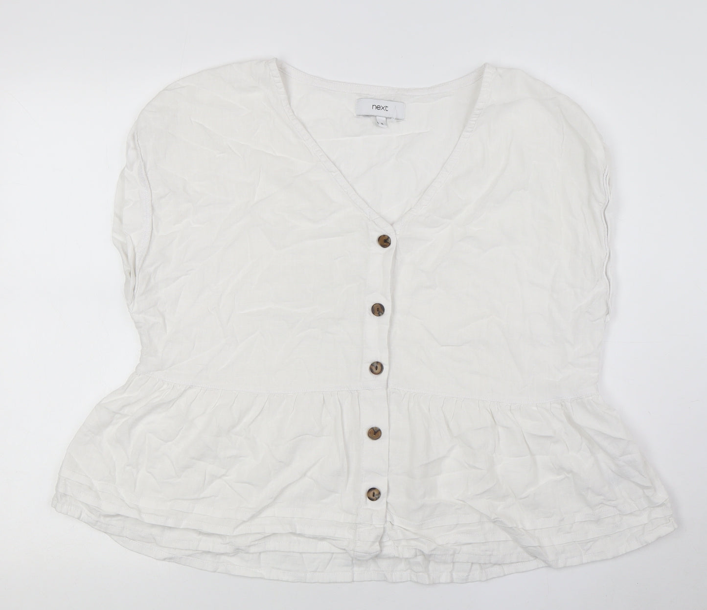 NEXT Womens White Viscose Basic Blouse Size 16 V-Neck