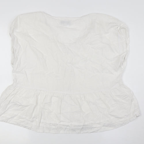 NEXT Womens White Viscose Basic Blouse Size 16 V-Neck