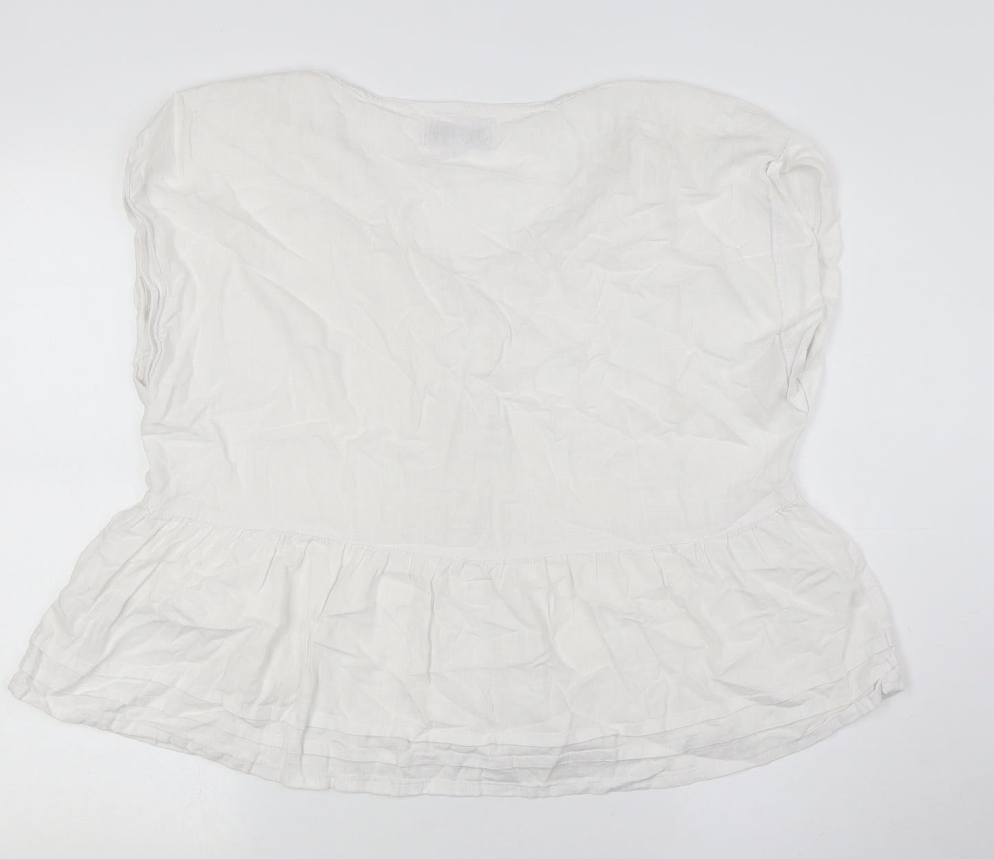 NEXT Womens White Viscose Basic Blouse Size 16 V-Neck