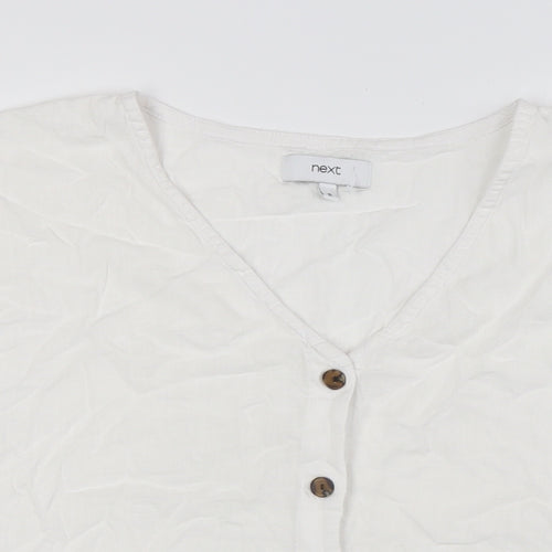 NEXT Womens White Viscose Basic Blouse Size 16 V-Neck