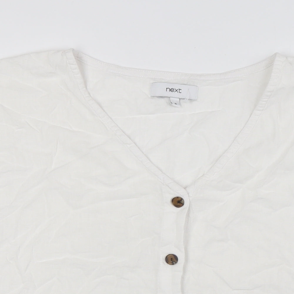 NEXT Womens White Viscose Basic Blouse Size 16 V-Neck