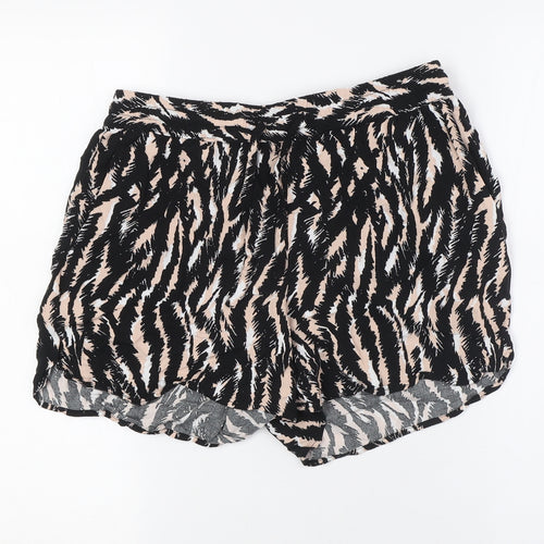 VERO MODA Womens Black Animal Print Vinyl Basic Shorts Size M L3 in Regular Tie