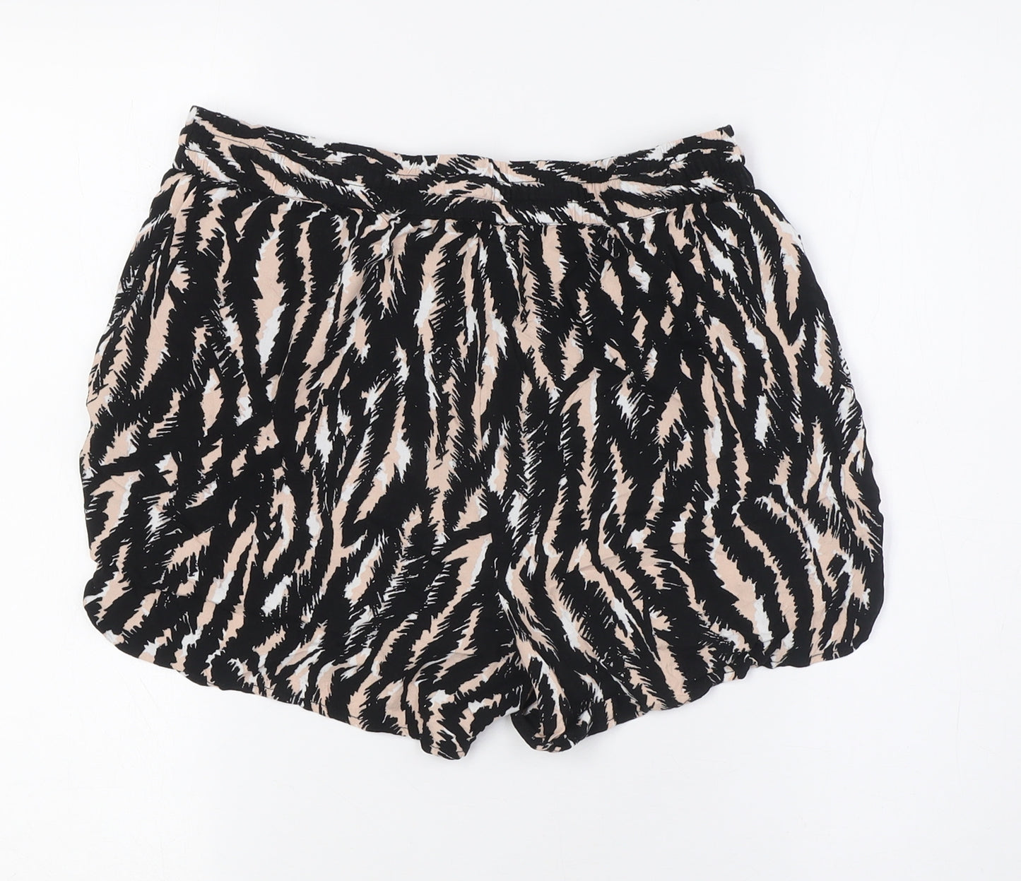 VERO MODA Womens Black Animal Print Vinyl Basic Shorts Size M L3 in Regular Tie