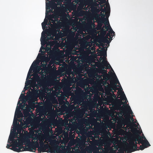 Apricot Womens Blue Floral Polyester Wrap Dress Size 14 V-Neck Tie