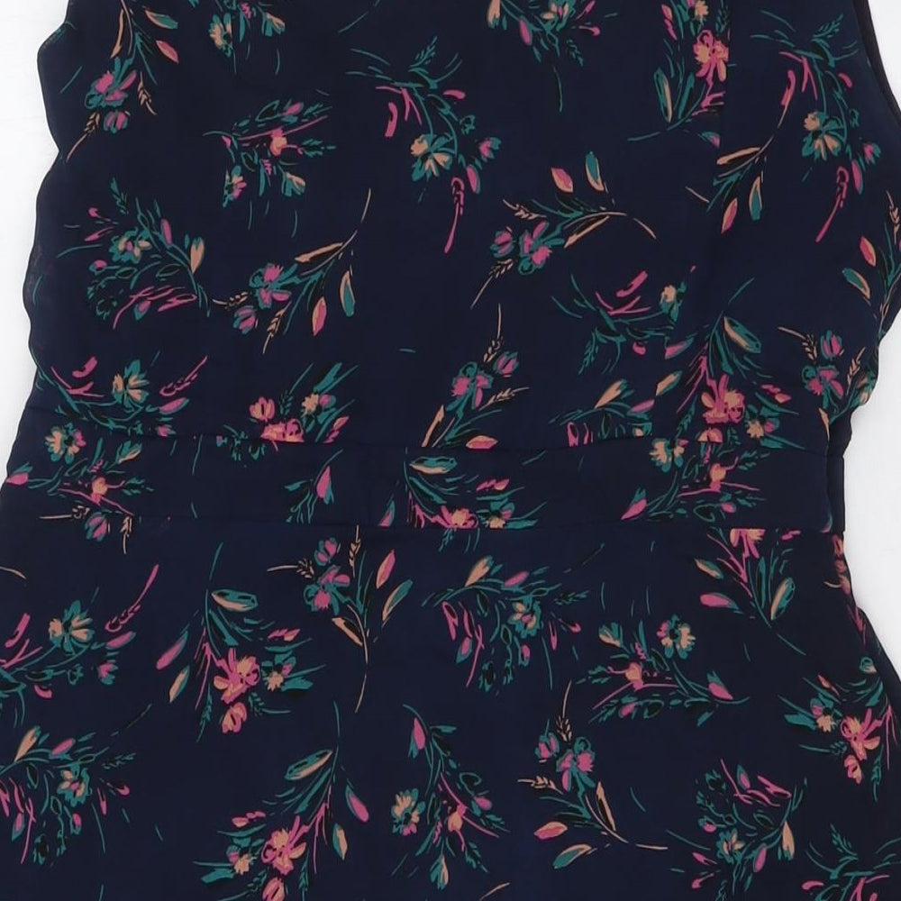 Apricot Womens Blue Floral Polyester Wrap Dress Size 14 V-Neck Tie