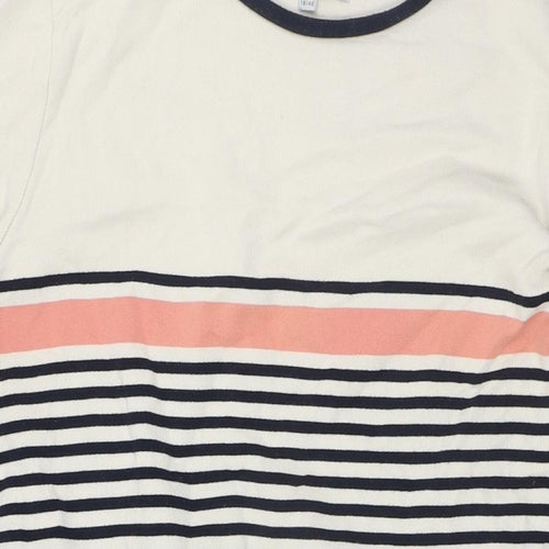 Quba & Co Womens Beige Striped Cotton A-Line Size 18 Round Neck - Nautical