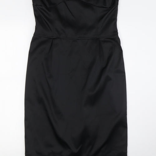 Topshop Womens Black Polyester A-Line Size 12 Off the Shoulder Zip