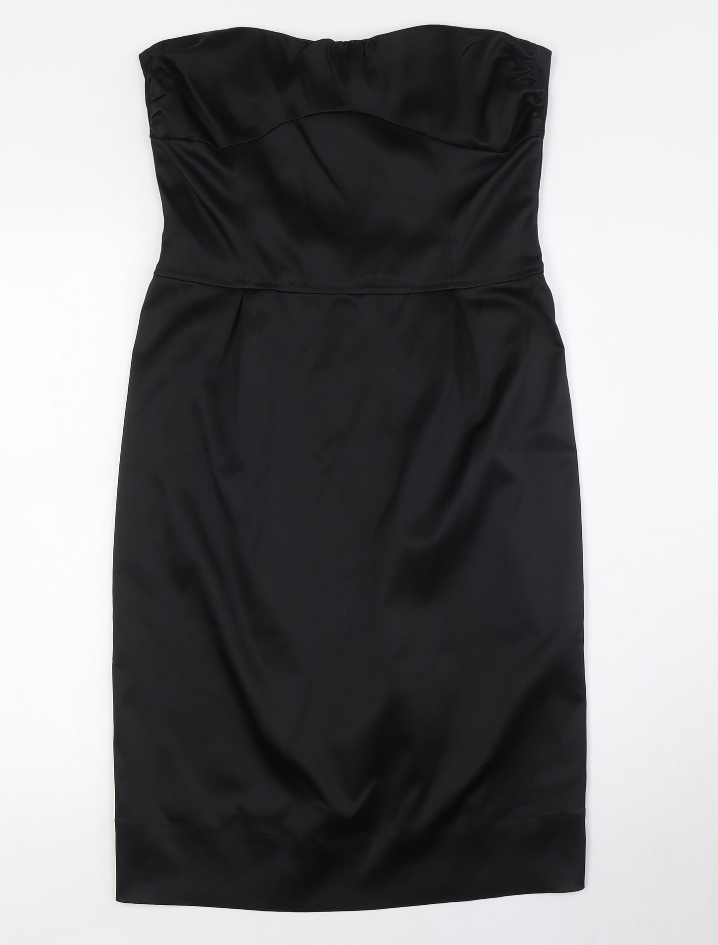 Topshop Womens Black Polyester A-Line Size 12 Off the Shoulder Zip