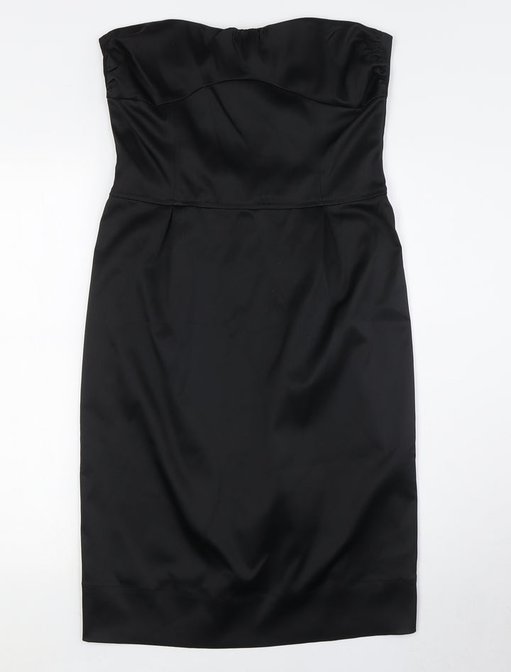 Topshop Womens Black Polyester A-Line Size 12 Off the Shoulder Zip